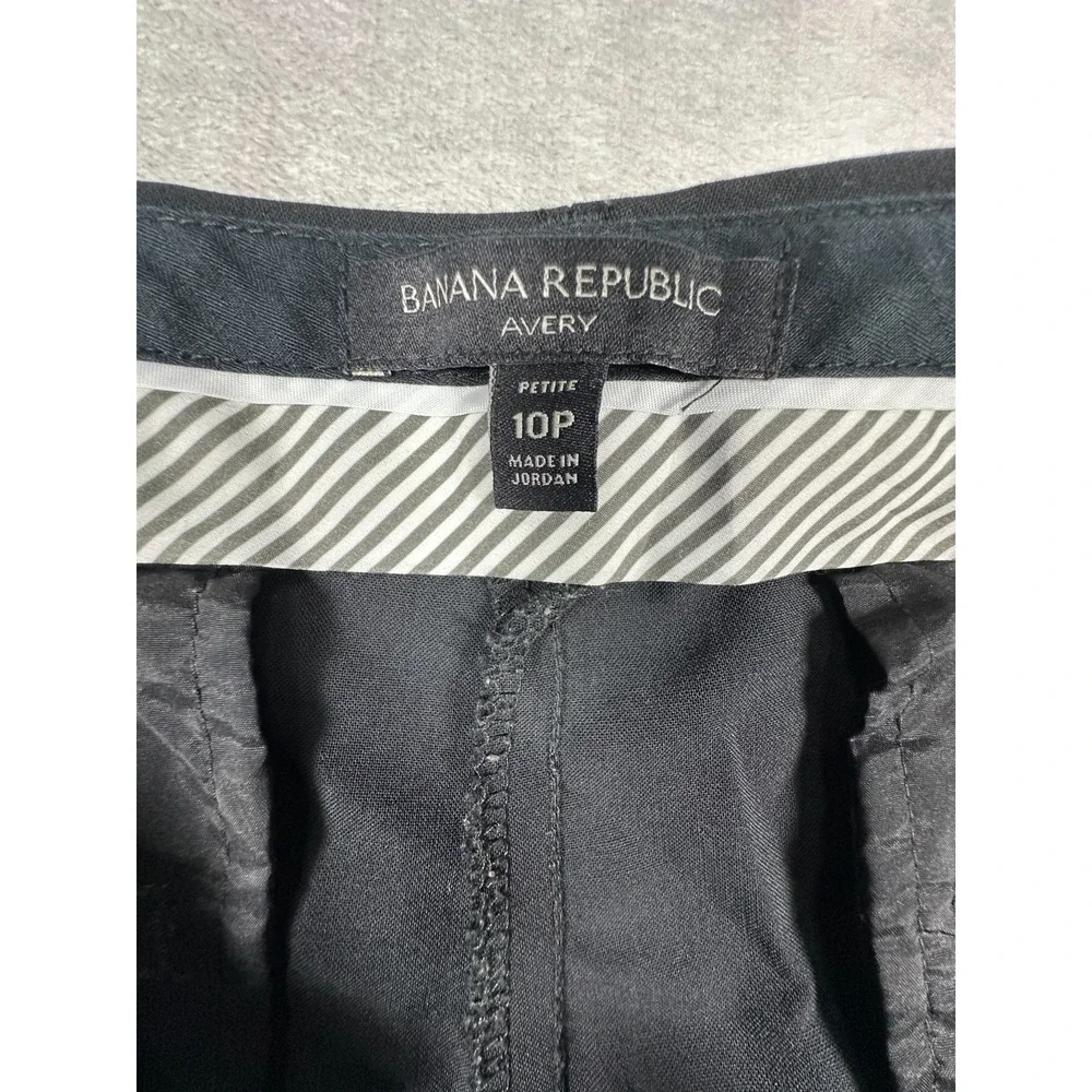 Banana Republic Avery Trouser Pants Womens Size 10P Black Stretch Wool Slacks